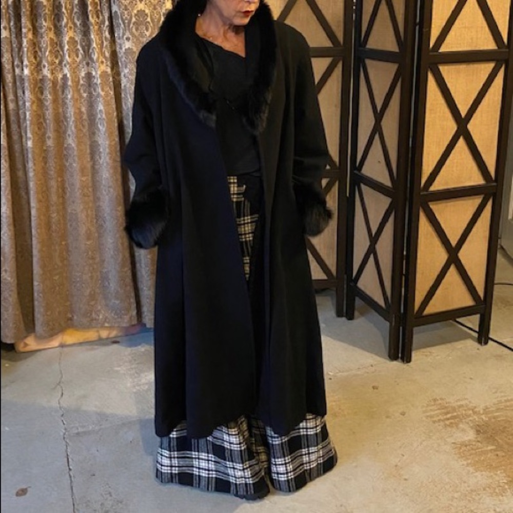 Vintage wool black swing coat